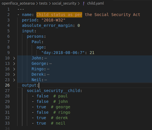 Simple test example with multiple scenarios