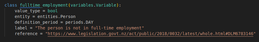 Simple variable example showing 'fulltime employment'