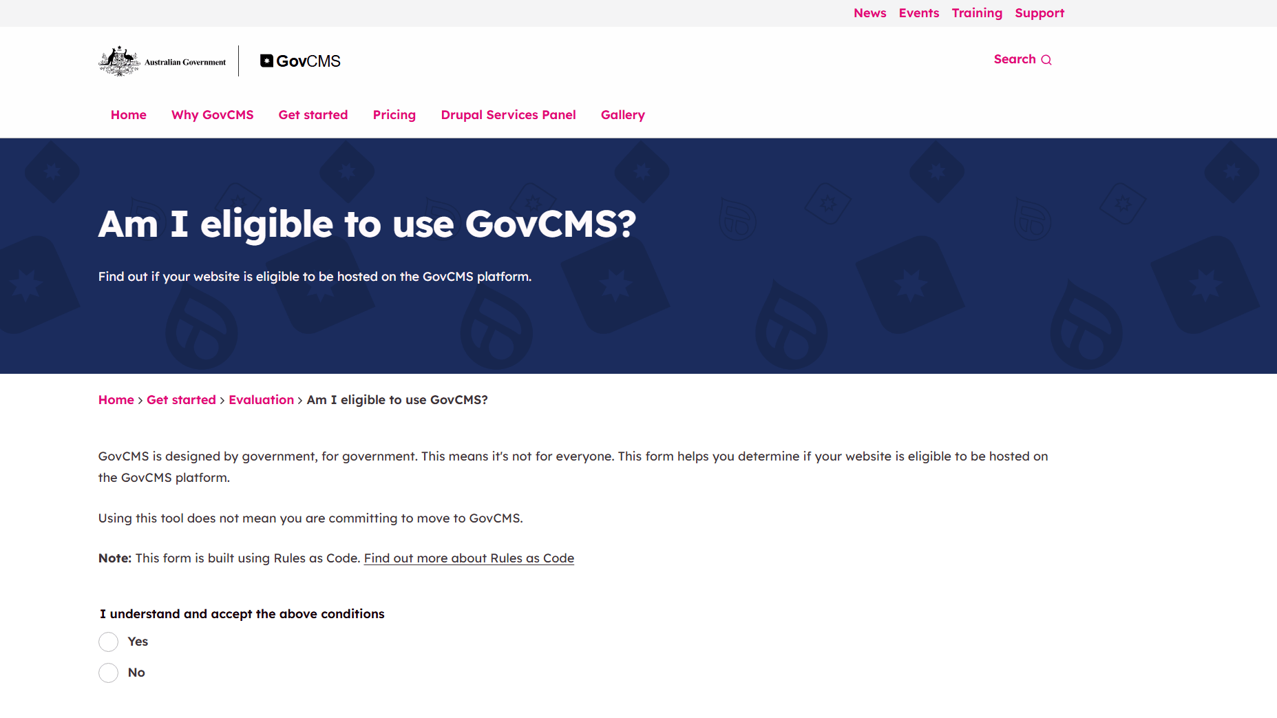 GovCMS Eligibility Checker
