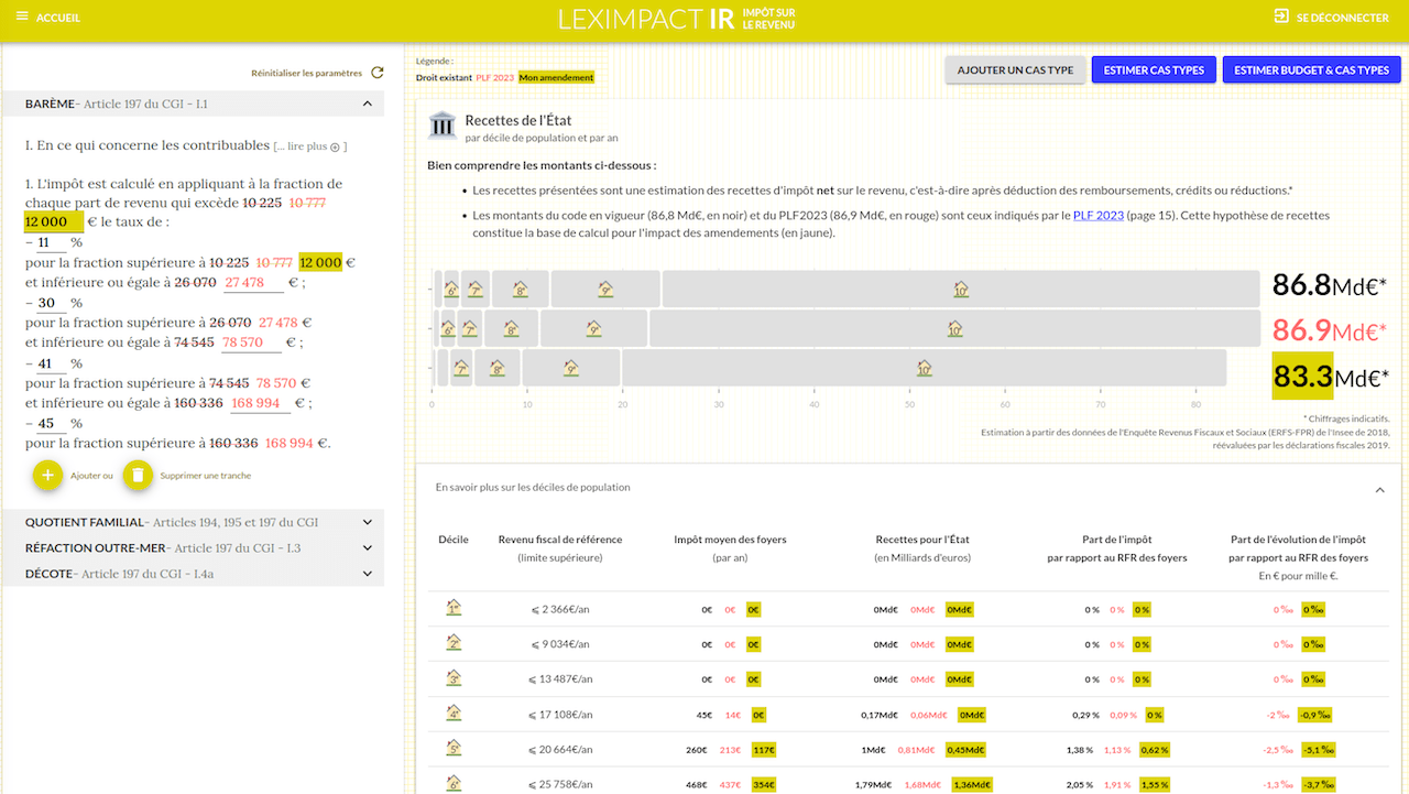 Simulateur de réformes de l'impôt sur le revenu - LexImpact